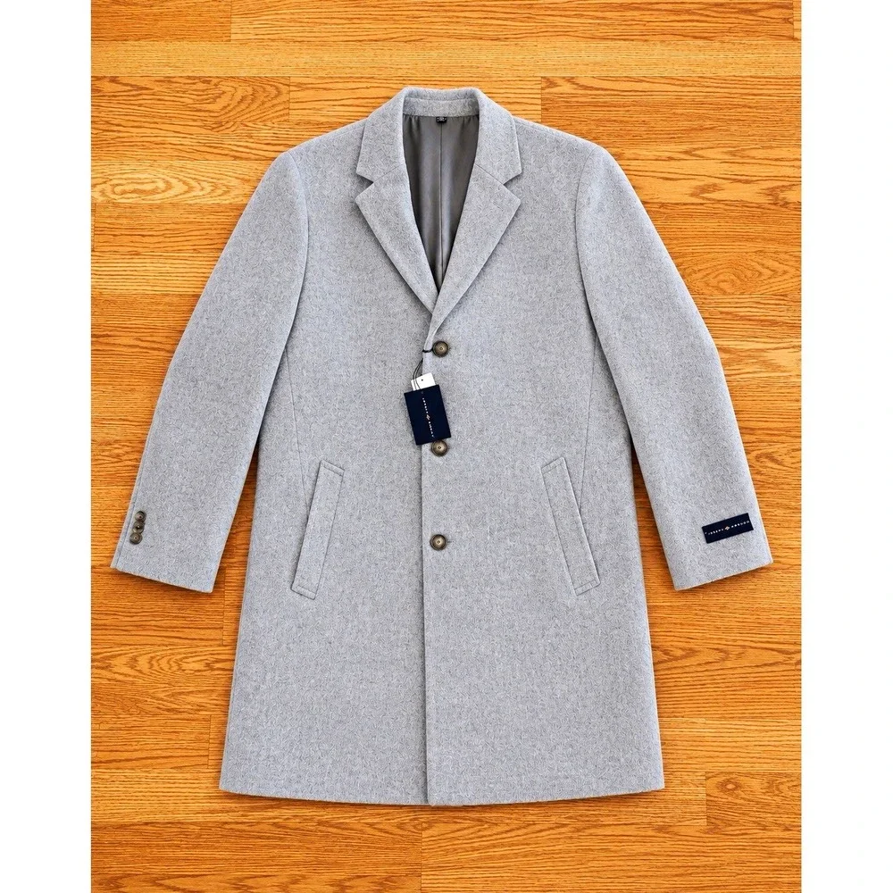 NWT Joseph Abboud Light Gray Wool Blend Topcoat Overcoat Men's 44R